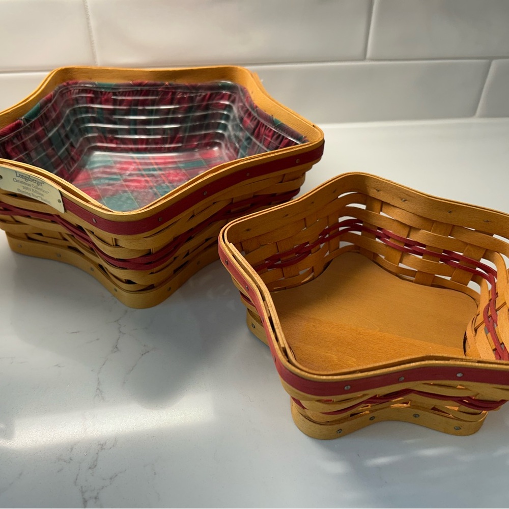 Longaberger Christmas Collection 2001 Edition-Shining Star-Baskets, set of 2 EUC